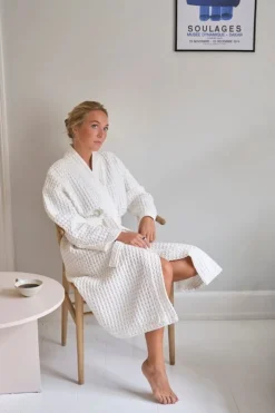 The Organic Company Big Waffle bathrobe, natural white