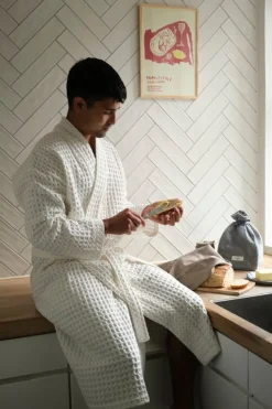 The Organic Company Big Waffle bathrobe, natural white