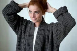 The Organic Company Big Waffle bathrobe, dark grey