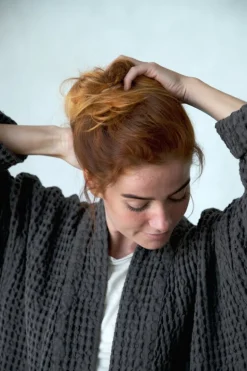 The Organic Company Big Waffle bathrobe, dark grey