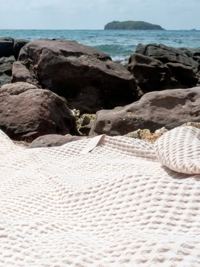 The Organic Company Big Waffle towel and blanket, natural white