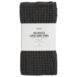 The Organic Company Big Waffle hand towel, 50 x 130 cm, dark grey