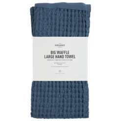 The Organic Company Big Waffle hand towel, 50 x 130 cm, grey blue