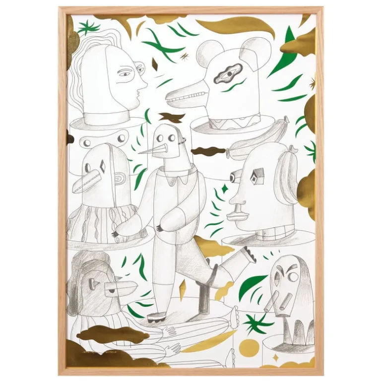 The Wrong Shop Animalotèque poster with oak frame, 49.5 x 69.5 cm