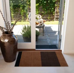 Tica Copenhagen Stripes horizontal rug, 67 x 120 cm, cognac - d.brown - black