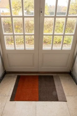 Tica Copenhagen Stripes horizontal floor mat, 60 x 90 cm, brown - terracotta