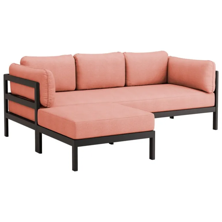 TIPTOE Easy ottoman, graphite black - vintage pink