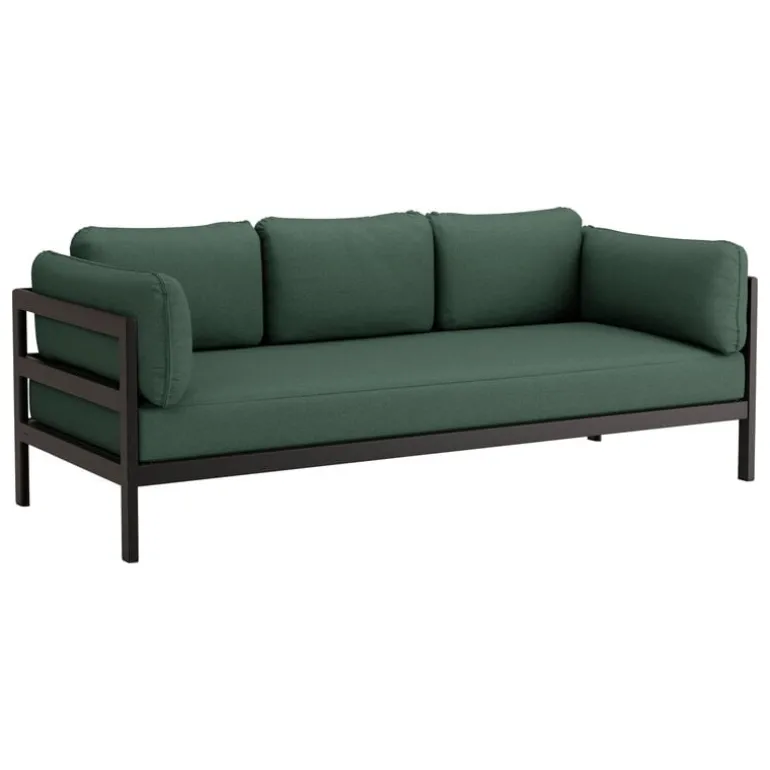 TIPTOE Easy 3-seater sofa, graphite black - forest green