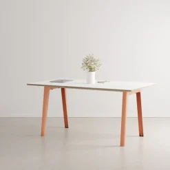 TIPTOE New Modern table 160 x 95 cm, white laminate - ash pink