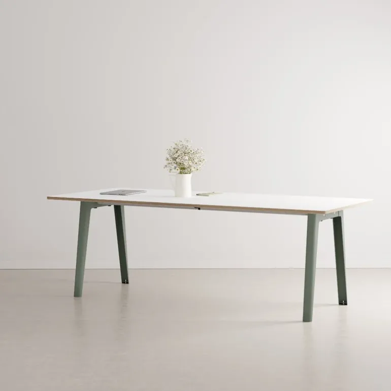 TIPTOE New Modern table 220 x 95 cm, white laminate - eucalyptus grey