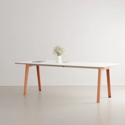 TIPTOE New Modern table 220 x 95 cm, white laminate - ash pink