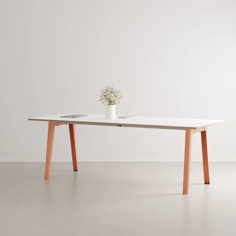 TIPTOE New Modern table 220 x 95 cm, white laminate - ash pink