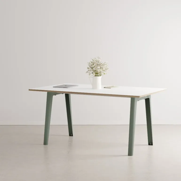 TIPTOE New Modern table 160 x 95 cm, white laminate - eucalyptus grey