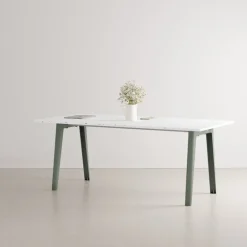 TIPTOE New Modern table 190 x 95 cm, white laminate - eucalyptus grey