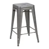 Tolix Bar stool H65, glossy varnished raw steel