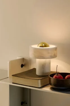 Tom Dixon Stone portable LED table lamp, white marble