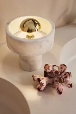 Tom Dixon Stone portable LED table lamp, white marble