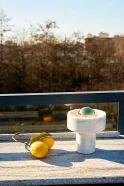 Tom Dixon Stone portable LED table lamp, white marble