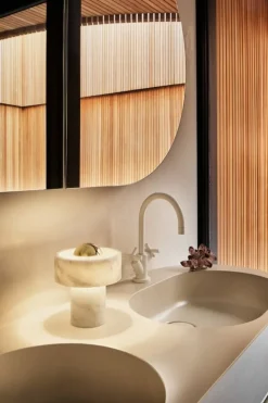 Tom Dixon Stone portable LED table lamp, white marble