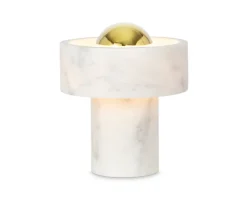 Tom Dixon Stone portable LED table lamp, white marble