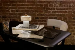 Tom Dixon Stone portable LED table lamp, white marble