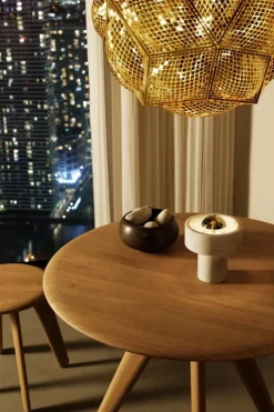 Tom Dixon Stone portable LED table lamp, white marble