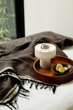 Tom Dixon Stone portable LED table lamp, white marble - silver