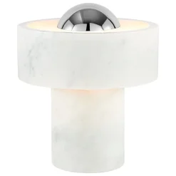 Tom Dixon Stone portable LED table lamp, white marble - silver