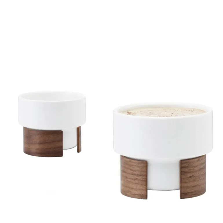 Tonfisk Design Warm cappuccino cup 1,6 dl, set of 2, white - walnut