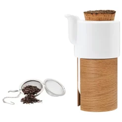 Tonfisk Design Warm teapot 6 dl, white - oak, cork lid