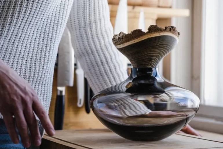 Utopia & Utility Bloom stacking vessel, 26 x 26 cm, smoke