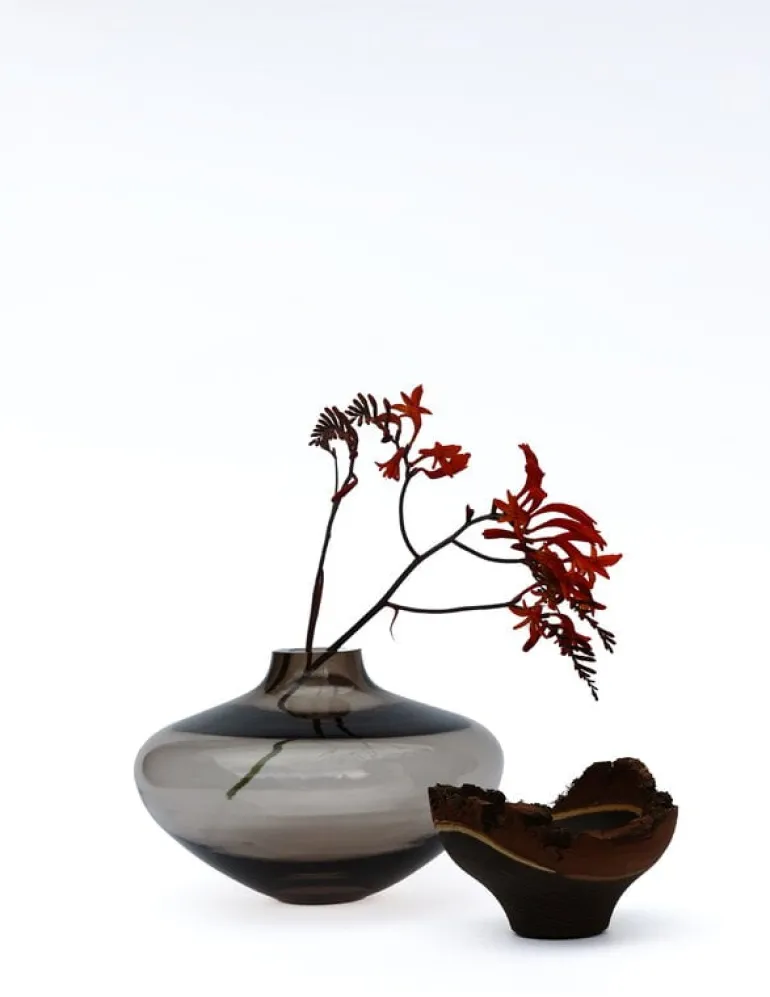 Utopia & Utility Bloom stacking vessel, 26 x 26 cm, smoke