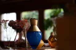 Utopia & Utility India Small I stacking vessel, 30 x 15 cm, blue - brass