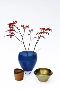 Utopia & Utility India Small I stacking vessel, 30 x 15 cm, blue - brass