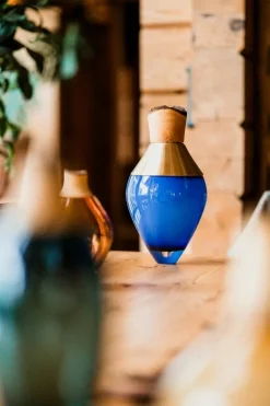 Utopia & Utility India Small I stacking vessel, 30 x 15 cm, blue - brass