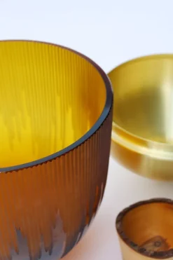 Utopia & Utility Ray stacking vessel, 55 x 30 cm, amber - brass