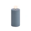 Uyuni Lighting LED pillar candle, 7,8 x 15 cm, rustic texture, hazy blue