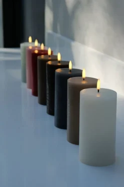 Uyuni Lighting LED pillar candle, 7,8 x 15 cm, rustic texture, hazy blue