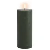Uyuni Lighting LED pillar candle, 7,8 x 20 cm, rustic texture, olive green