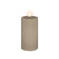 Uyuni Lighting LED pillar candle, 7,8 x 15 cm, rustic texture, sandstone