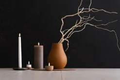 Uyuni Lighting LED pillar candle, 7,8 x 15 cm, rustic texture, sandstone