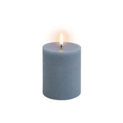 Uyuni Lighting LED pillar candle, 7,8 x 10 cm, rustic texture, hazy blue