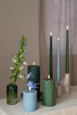 Uyuni Lighting LED pillar candle, 7,8 x 10 cm, rustic texture, hazy blue