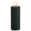 Uyuni Lighting LED pillar candle, 7,8 x 20 cm, rustic texture, pine green
