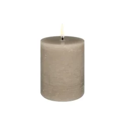 Uyuni Lighting LED pillar candle, 7,8 x 10 cm, rustic texture, sandstone