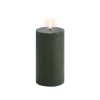 Uyuni Lighting LED pillar candle, 7,8 x 15 cm, rustic texture, olive green