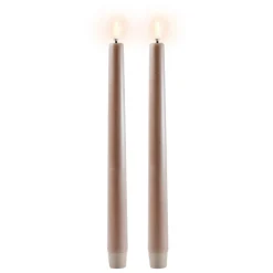 Uyuni Lighting LED taper candle, 25 cm, 2 pcs, sandstone