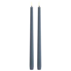 Uyuni Lighting LED taper candle, 32 cm, 2 pcs, hazy blue