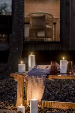 Uyuni Lighting Outdoor LED pillar candle, 8,4 x 15 cm, white