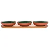 Vaidava Ceramics Earth bowl 0,2 L, set of 3 + tray, moss green